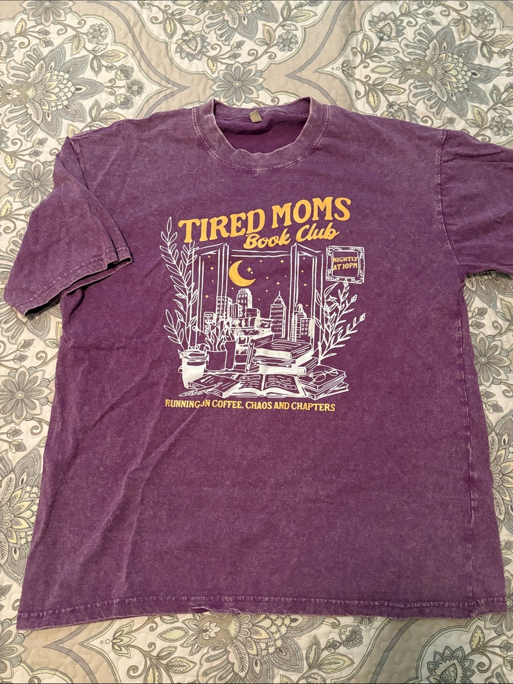 Tired Moms Book Club Graphic Tee — Purple stone wash Vintage T